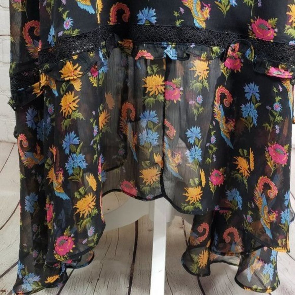 GLAMOROUS Floral Print Chiffon Midi Skirt With Asymmetric Hem S NWT - Picture 6 of 15